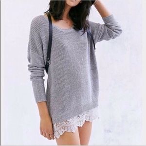 Urban Outfitters Lace Trim Gray Sweater M